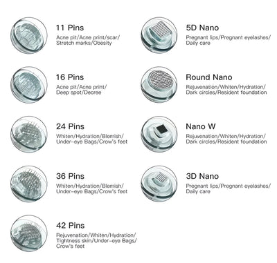 Dr. Pen M8/M7S: Ultra-Fine 16-Pin Transdermal Gauge Cartridges (10 Pack)
